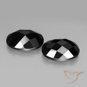 Gemas de Espinela Negro natural de 19.41 ct, Ovalada, Opaco