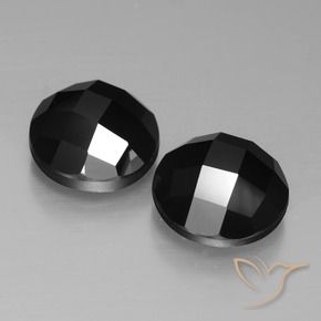 Gemas de Espinela Negro natural de 9.58 ct, Redondo, Opaco