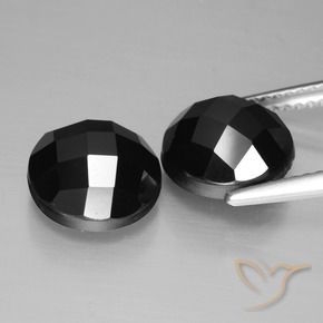 Gemas de Espinela Negro natural de 7.11 ct, Redondo, Opaco
