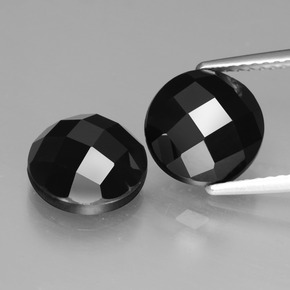 Gemas de Espinela Negro natural de 6.98 ct, Corte Redondo, Opaco