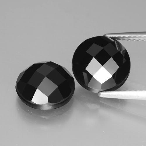 Gemas de espinela negro natural de 7,77 ct, corte redondo, opaco
