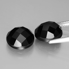 Gemas de espinela negro natural de 7,77 ct, corte redondo, opaco