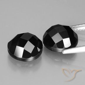 Gemas de Espinela Negro natural de 7.77 ct, Redondo, Opaco