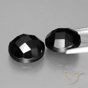 Gemas de Espinela Negro natural de 6.91 ct, Redondo, Opaco