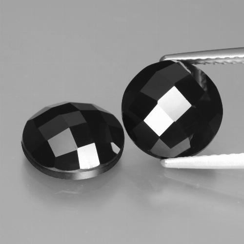 Gemas de espinela negro natural de 6,40 ct, corte redondo, opaco