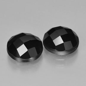 Gemas de Espinela Negro natural de 6.76 ct, Corte Redondo, Opaco