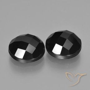 Gemas de Espinela Negro natural de 7.24 ct, Redondo, Opaco