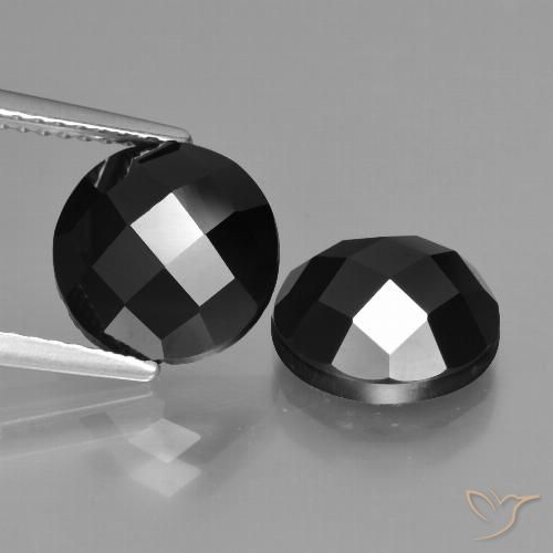 6.56ctw Natural Negro espinela, Redondo, Opaco, Photo A