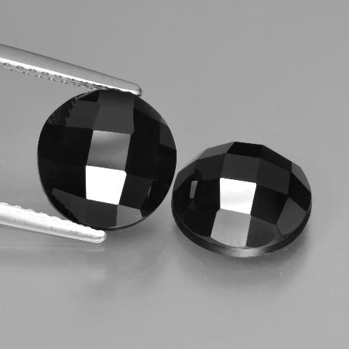 Gemas de espinela negro natural de 7,13 ct, corte redondo, opaco
