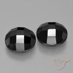 Gemas de Espinela Negro natural de 7.45 ct, Redondo, Opaco