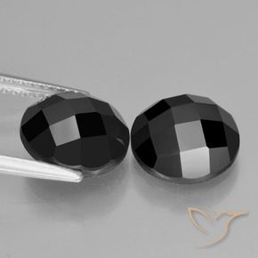 Gemas de Espinela Negro natural de 7.45 ct, Redondo, Opaco