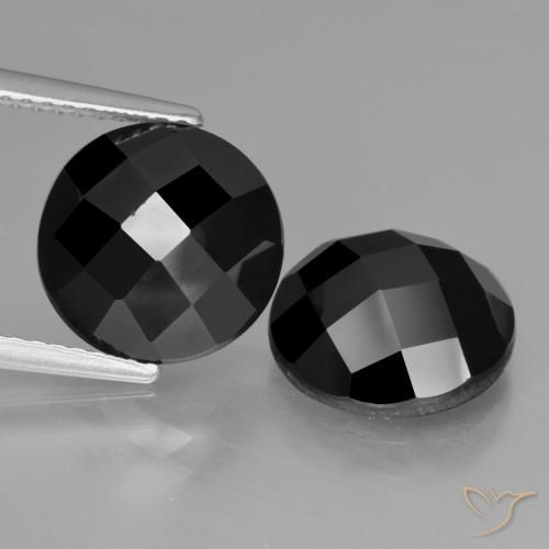 Gemas de espinela Negro natural de 7.87 ct, Redondo, Opaco