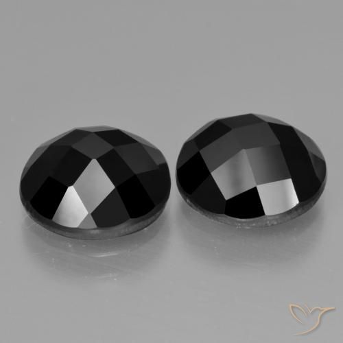 Gemas de espinela Negro natural de 7.87 ct, Redondo, Opaco