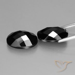 Gemas de Espinela Negro natural de 11.54 ct, Ovalada, Opaco