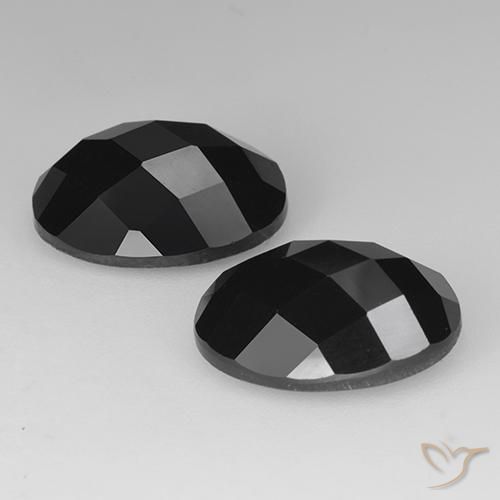 Gemas de Espinela Negro natural de 14.31 ct, Ovalada, Opaco