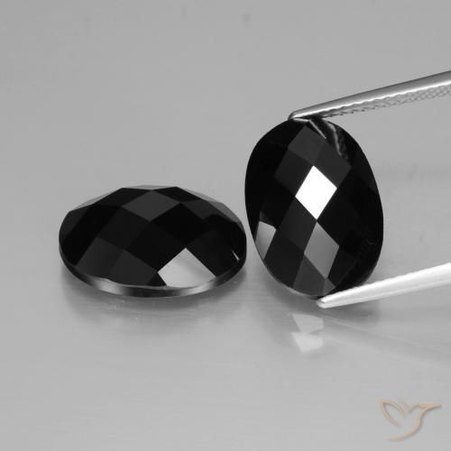 15.01ctw Natural Negro espinela, Ovalada, Opaco