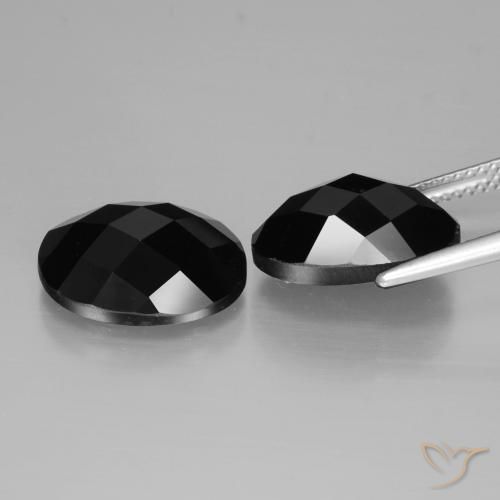 Gemas de Espinela Negro natural de 15.01 ct, Ovalada, Opaco