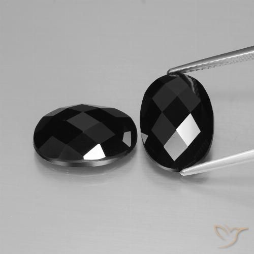 12.42ctw Natural Negro espinela, Ovalada, Opaco