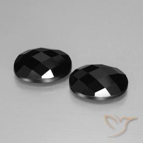 Gemas de Espinela Negro natural de 12.42 ct, Ovalada, Opaco