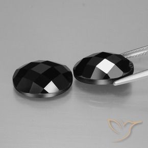Gemas de Espinela Negro natural de 14.11 ct, Ovalada, Opaco