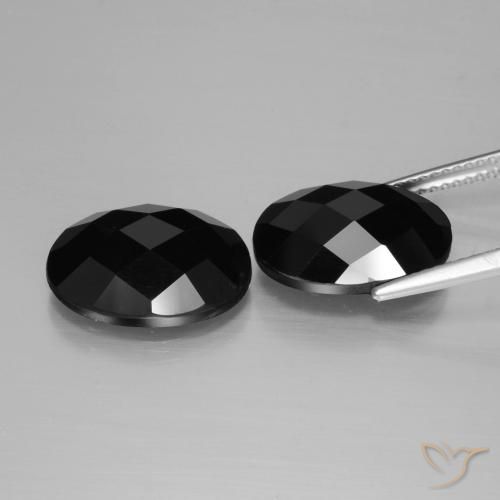 Gemas de Espinela Negro natural de 12.47 ct, Ovalada, Opaco