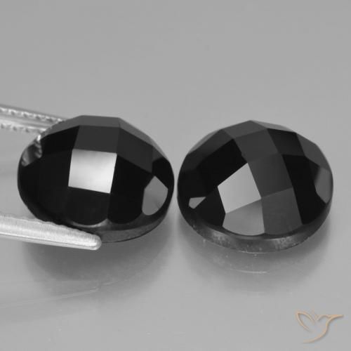 Gemas de Espinela Negro natural de 10.08 ct, Redondo, Opaco