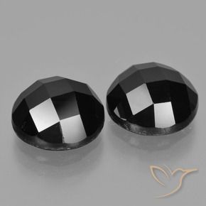Gemas de Espinela Negro natural de 9.88 ct, Redondo, Opaco