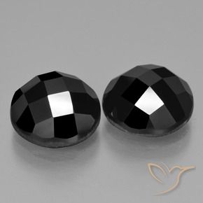 Gemas de Espinela Negro natural de 9.91 ct, Redondo, Opaco