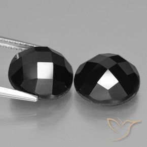 Gemas de Espinela Negro natural de 9.91 ct, Redondo, Opaco