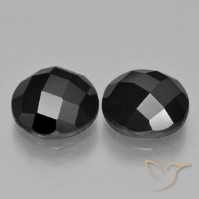 Gemas de Espinela Negro natural de 8.89 ct, Redondo, Opaco
