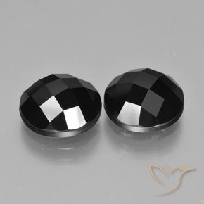Gemas de Espinela Negro natural de 8.63 ct, Redondo, Opaco