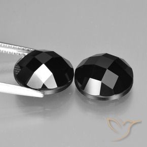 Gemas de Espinela Negro natural de 8.63 ct, Redondo, Opaco