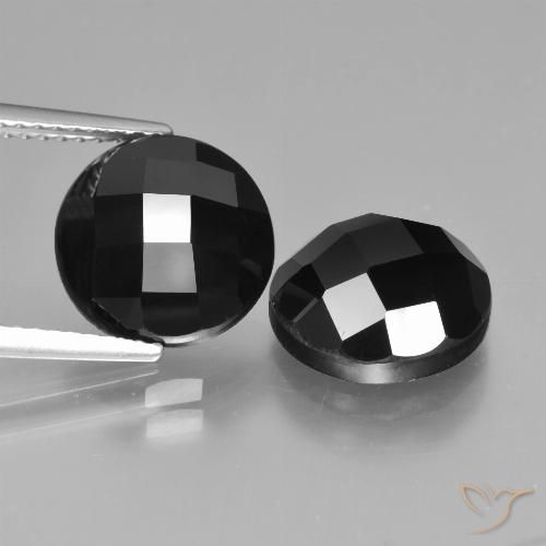 9.00ctw Natural Negro Espinela, Redondo, Opaco