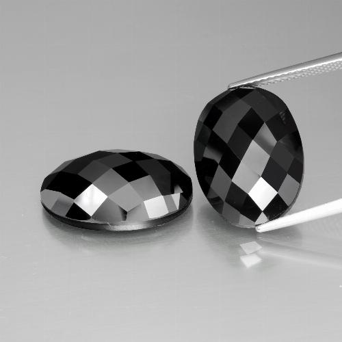 Gemas de Espinela Negro natural de 26.23 ct, Corte Óvalo, Opaco