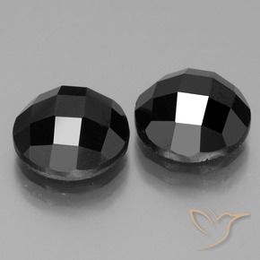 Gemas de Espinela Negro natural de 13.97 ct, Redondo, Opaco