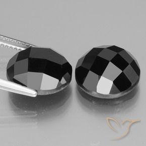 Gemas de Espinela Negro natural de 14.85 ct, Redondo, Opaco