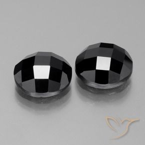 Gemas de Espinela Negro natural de 15.03 ct, Redondo, Opaco
