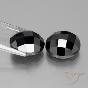 Gemas de Espinela Negro natural de 15.03 ct, Redondo, Opaco