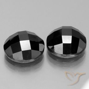 Gemas de Espinela Negro natural de 14.92 ct, Redondo, Opaco