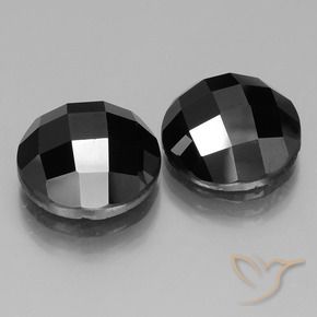 Gemas de Espinela Negro natural de 15.39 ct, Redondo, Opaco