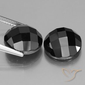 Gemas de Espinela Negro natural de 15.39 ct, Redondo, Opaco