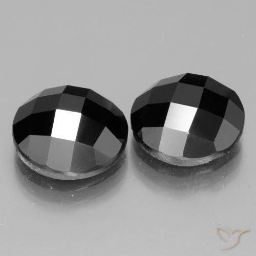 Gemas de Espinela Negro natural de 14.02 ct, Redondo, Opaco