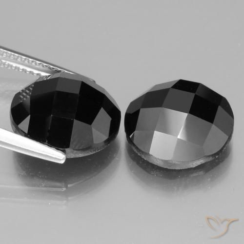 Gemas de Espinela Negro natural de 14.02 ct, Redondo, Opaco