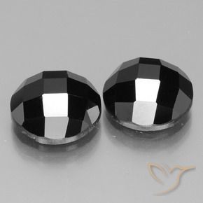 Gemas de Espinela Negro natural de 14.27 ct, Redondo, Opaco