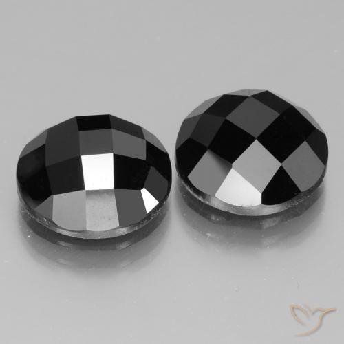 Gemas de Espinela Negro natural de 13.79 ct, Redondo, Opaco