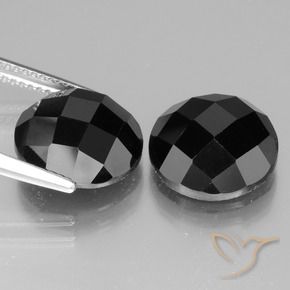 Gemas de Espinela Negro natural de 13.54 ct, Redondo, Opaco