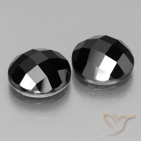Gemas de Espinela Negro natural de 12.72 ct, Redondo, Opaco