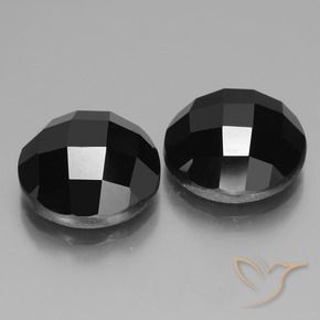 Gemas de Espinela Negro natural de 15.82 ct, Redondo, Opaco