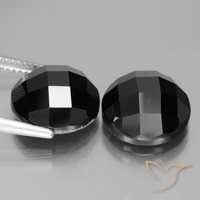 Gemas de Espinela Negro natural de 15.27 ct, Redondo, Opaco