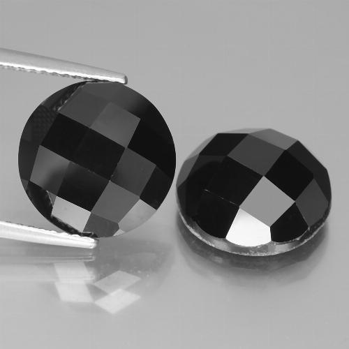 Gemas de espinela negro natural de 14,20 ct, corte redondo, opaco